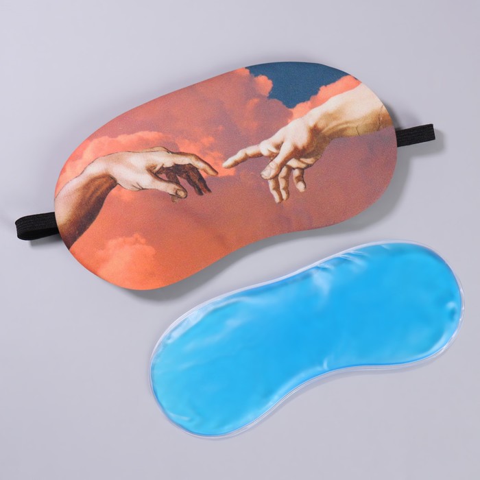 фото Маска для сна с гелевым вкладышем «сотворение адама», 19 × 10 см, резинка одинарная, цвет оранжевый onlitop