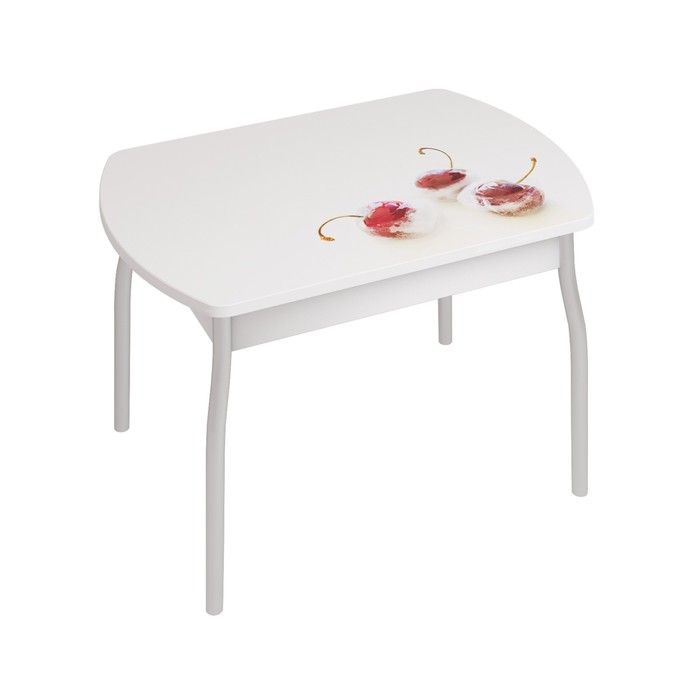 фото Обеденный стол «орфей 6», 996 × 666 × 755 мм, cтекло, металл, цвет белый / вишня омскмебель