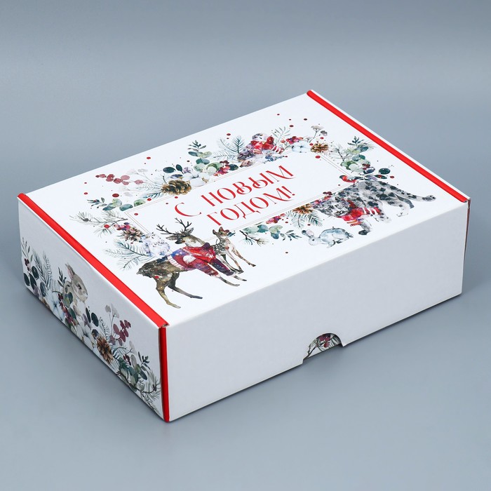 Коробка складная «Новогодняя акварель», 30,7 х 22 х 9,5 см