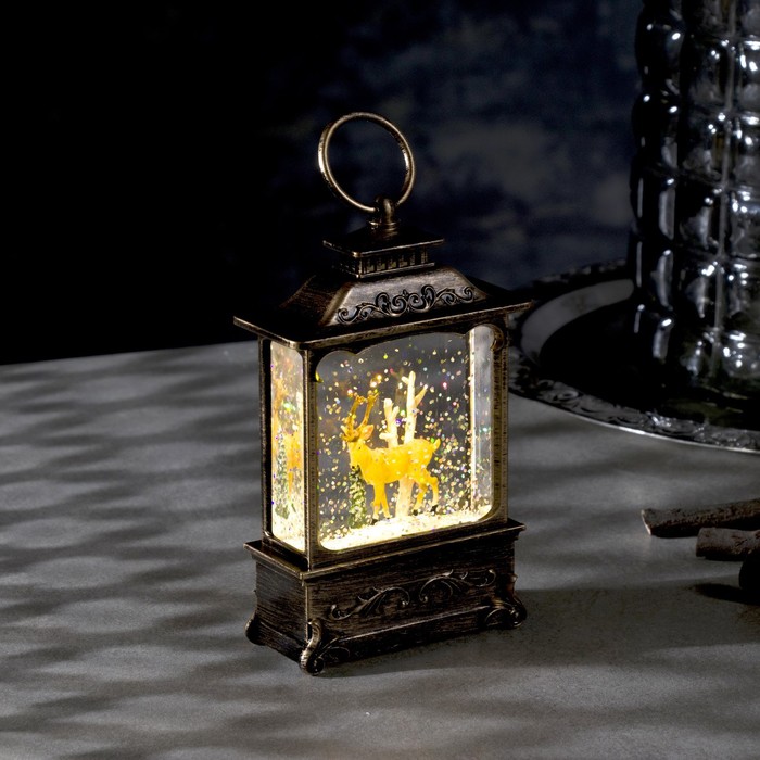 

Светодиодная фигура «Фонарь с оленем» 7.6 × 13.5 × 3.2 см, пластик, блёстки, батарейки AG13х3, свечение тёплое белое