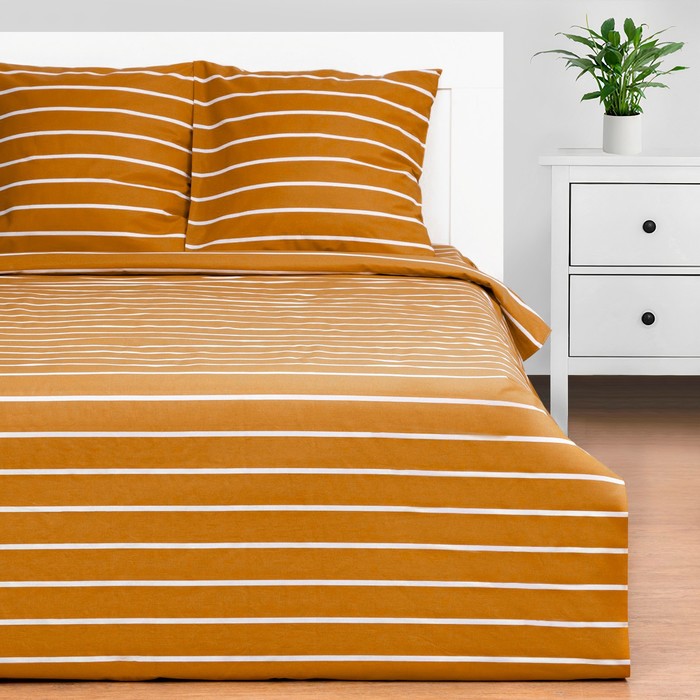 Постельное бельё Этель 2 сп Mustard stripes 175х215см, 200х220см, 70х70см-2 шт, 100% хлопок, поплин