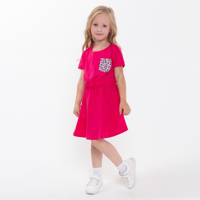 фото Платье для девочки, цвет ярко-розовый, рост 104 мануфактурная лавка