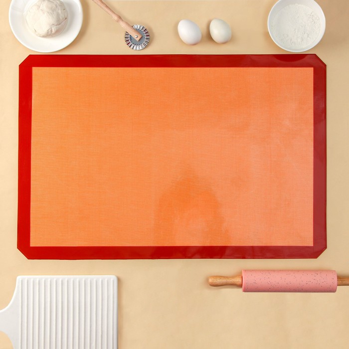 фото Силиконовый коврик армированный доляна, 60×40 см, цвет оранжевый