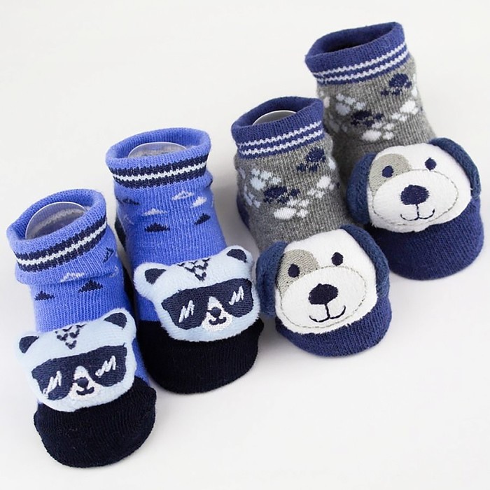 Набор детских носков с погремушками, цвет синий, размер 8-10 (0-12 мес) (2 пары)