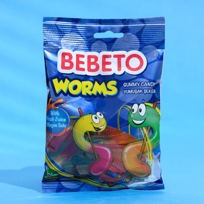 Жевательный мармелад BEBETO WORMS, 70 г жевательный мармелад bebeto berries 80 г