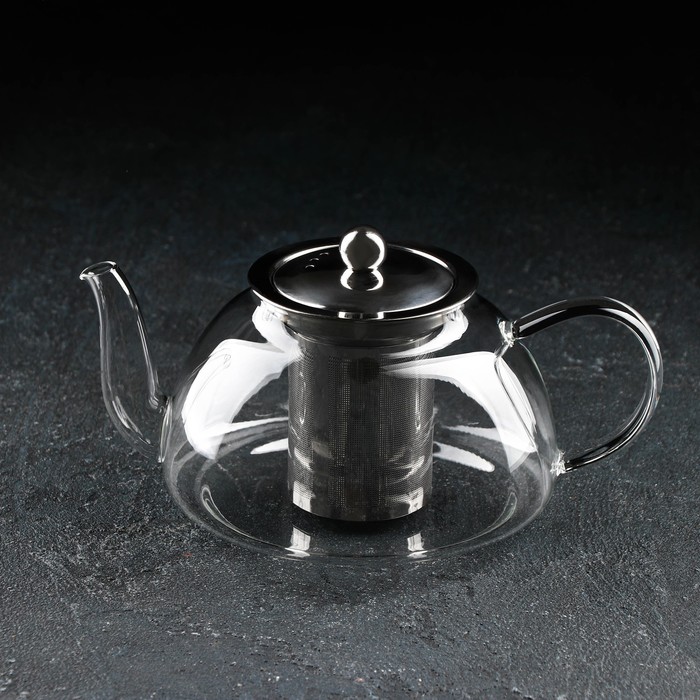 Чайник стеклянный заварочный с металлическим ситом «Жак», 1 л, 21×14×11 см чайник стеклянный заварочный с металлическим ситом жак 1 3 л