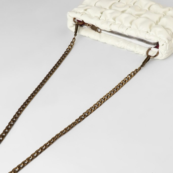 Цепочка для сумки, плоская, с карабинами, алюминиевая, 9 × 14 мм, 120 см, цвет бронзовый