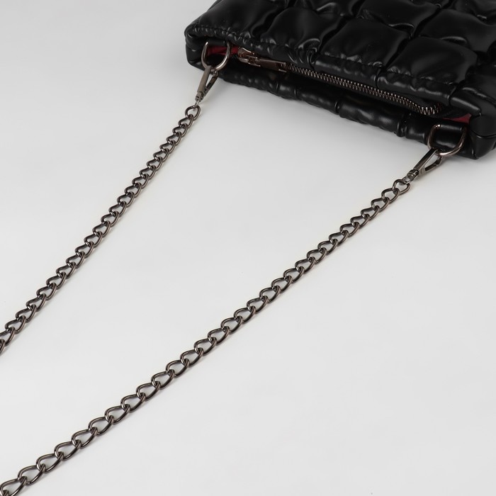 Цепочка для сумки, с карабинами, железная, 9 × 14 мм, 120 см, цвет чёрный никель
