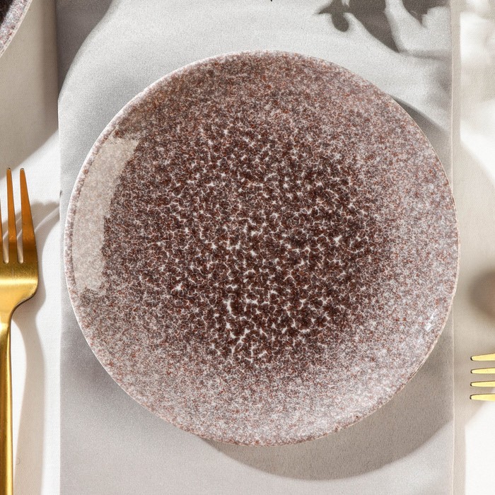 Тарелка фарфоровая плоская NATUR SAND, d=16,5 см, цвет коричневый тарелка фарфоровая глубокая natur sand 500 мл d 20 см цвет коричневый