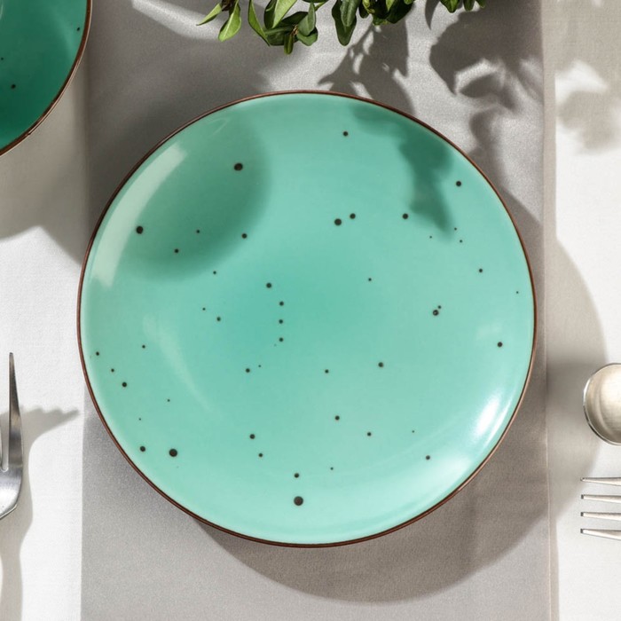 Тарелка фарфоровая плоская DOTS menta, d=16,5 см, цвет бирюзовый тарелка плоская dots white d 26 см