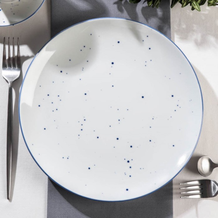 Тарелка фарфоровая плоская DOTS nube, d=26 см, цвет белый тарелка фарфоровая глубокая dots nube 500 мл d 20 см