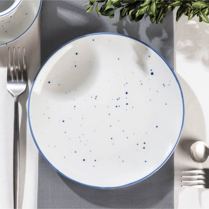 Тарелка фарфоровая плоская DOTS nube, d=20 см, цвет белый тарелка плоская dots white d 26 см