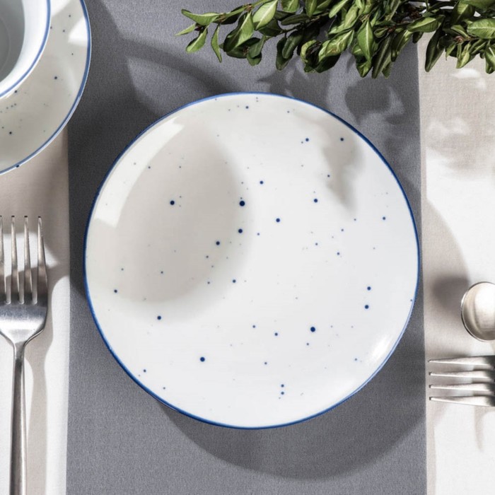 Тарелка фарфоровая плоская DOTS nube, d=16,5 см, цвет белый тарелка фарфоровая плоская dots menta d 16 5 см
