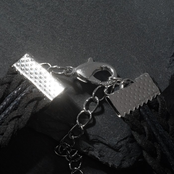 Браслет "Пентаграмма" защита, цвет чёрный в серебре, L=20см