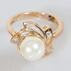 

Кольцо с жемчугом "Солнышко", позолота с родированием, размер 17