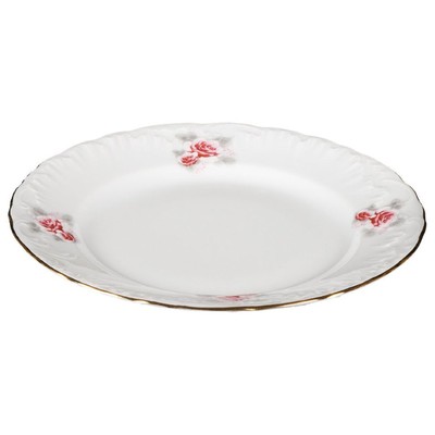 Тарелка десертная 17 см, Rococo, декор «Бледные розы, отводка золото»