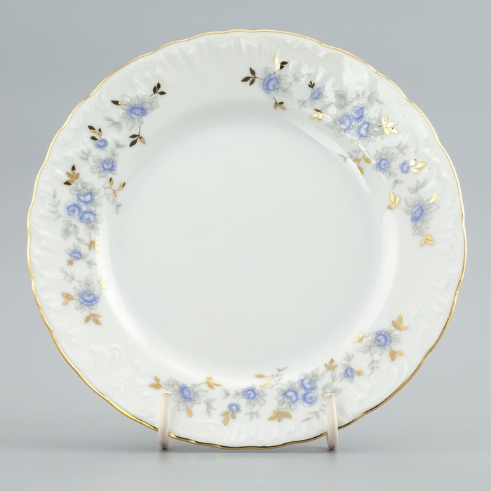 фото Тарелка десертная 21 см, rococo, декор «голубые цветы, отводка золото» cmielow