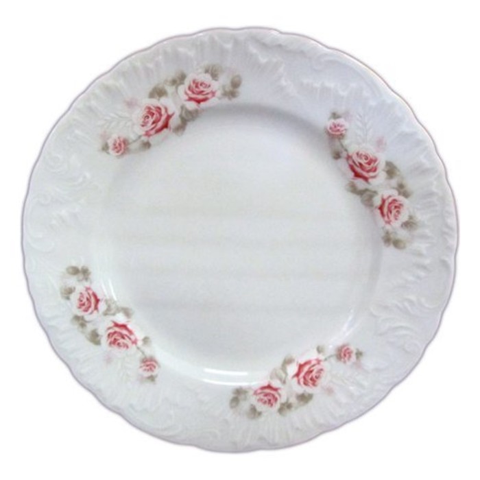 Тарелка мелкая 25 см, Rococo, декор «Бледные розы, отводка золото» тарелка десертная 17 см rococo декор бледные розы отводка золото