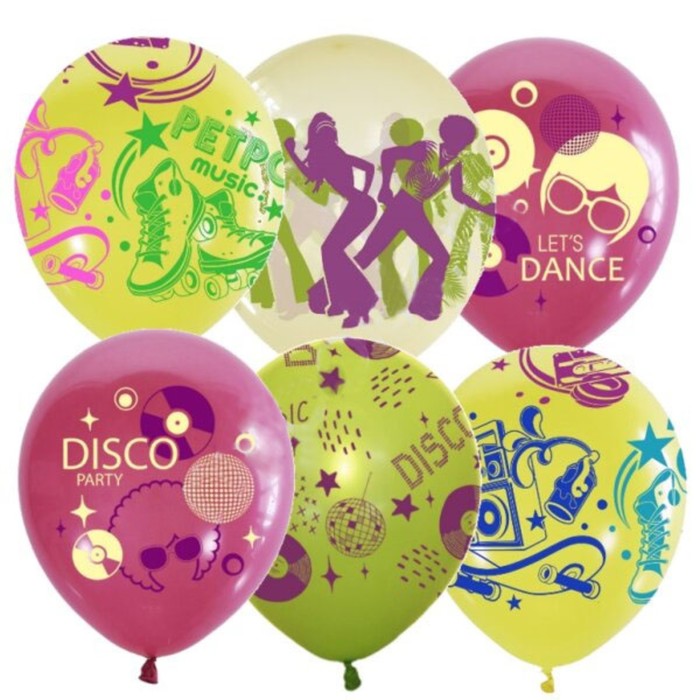 фото Шар латексный 12" "disco party", микс, набор 25шт. 6076634 latex occidental