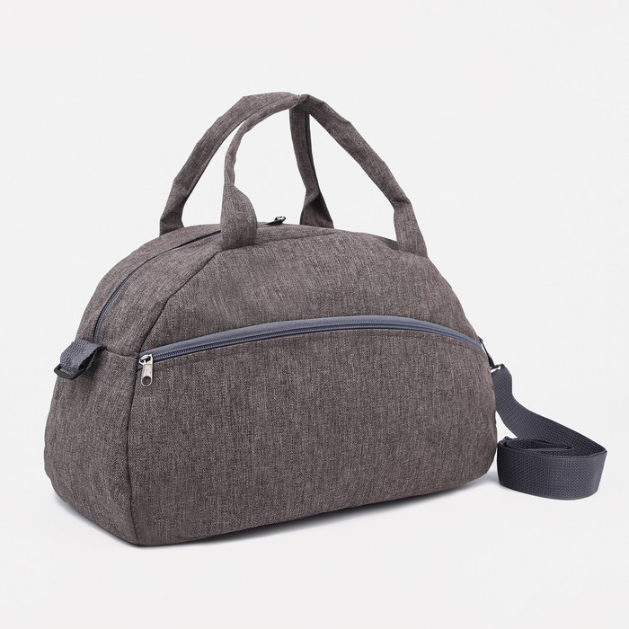 фото Сумка спортивная на молнии, наружный карман, длинный ремень, цвет коричневый