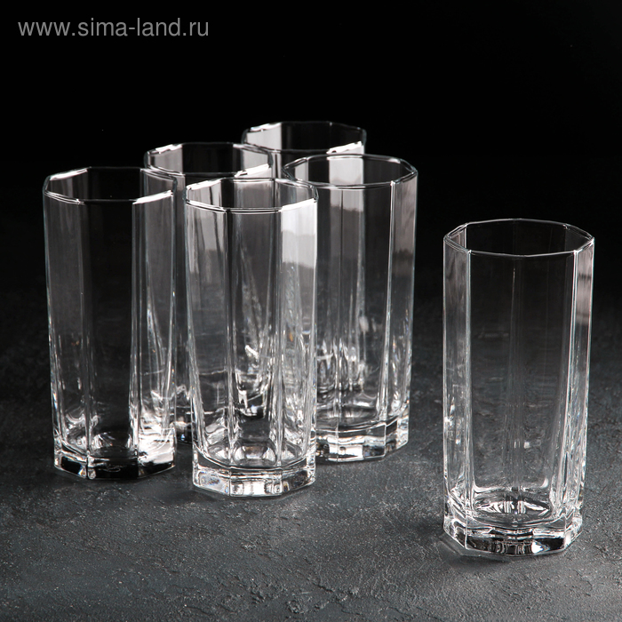 Набор высоких стеклянных стаканов Kosem, 380 мл, 6 шт набор стаканов высоких отражение 230 мл 6 шт