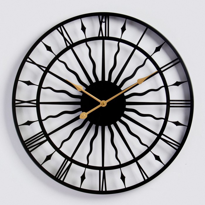 Часы настенные, серия: Лофт, Солнце, плавный ход, d-60 см
