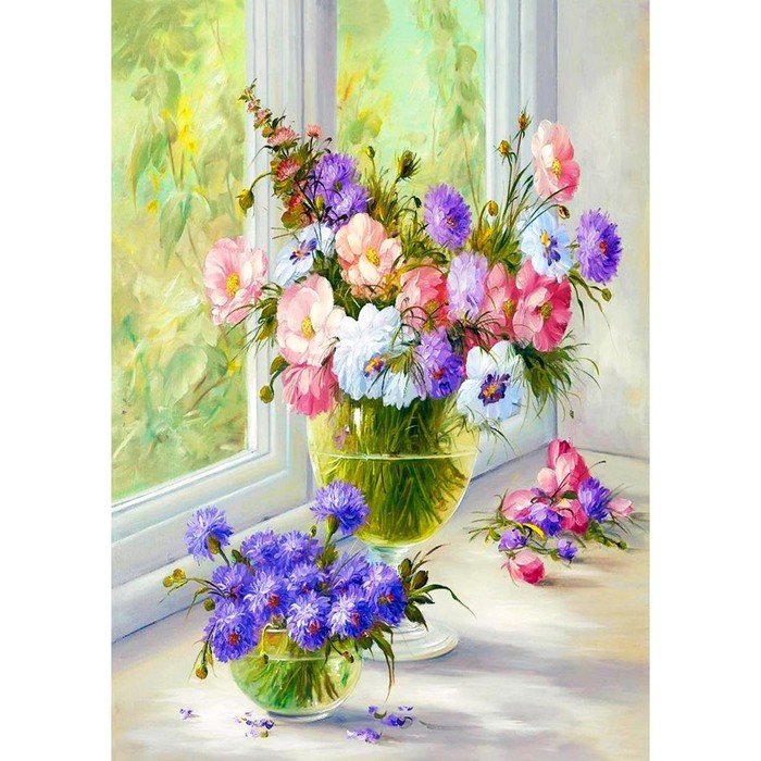 цена Набор для вышивки лентами «Цветы у окна», 25 × 36 см