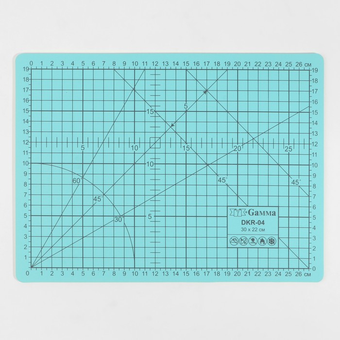 Мат для резки, двусторонний, 30 × 22 см, А4, цвет серо-голубой