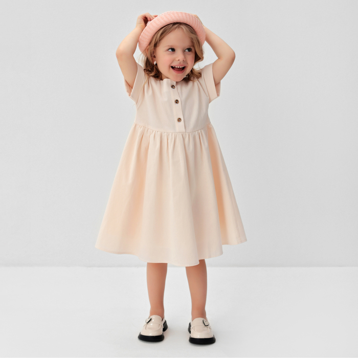 Платье для девочки MINAKU: Cotton Collection цвет бежевый, рост 140 шорты для девочки minaku cotton collection цвет бежевый рост 140