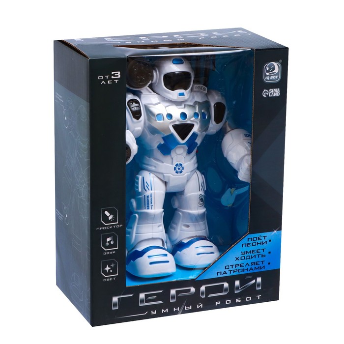 Робот «Герой», световые и звуковые эффекты, работает от батареек, цвет синий