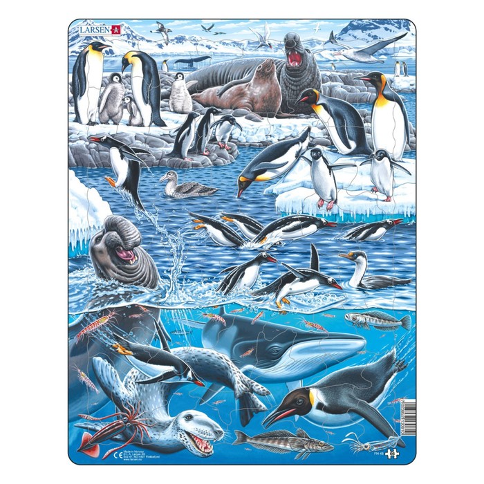 цена Пазл Larsen «Животный мир Антарктики», 66 элементов