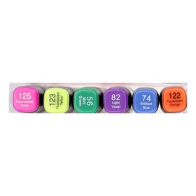 

Набор маркеров худож Mazari LINDO BLACK 6цв. Fluorescent colors (2ст:кистев1.0./клинов6.2)