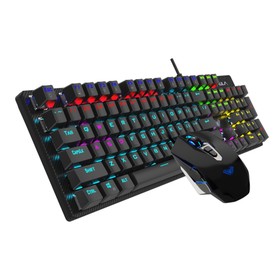 

Клавиатура AULA T640, игровая, проводная, механическая, 106 клавиш, USB, подсветка, черная