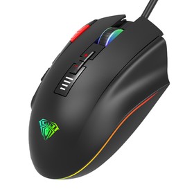 

Мышь AULA H512, игровая, проводная, подсветка, 5000 dpi, USB, чёрная