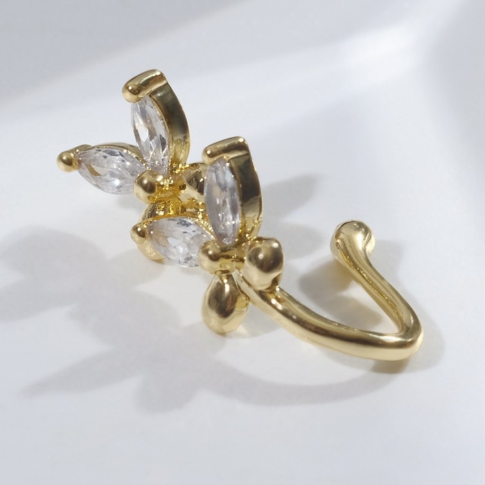 

Пирсинг в крыло носа "Бабочки", L=1,8см, цвет белый в золоте