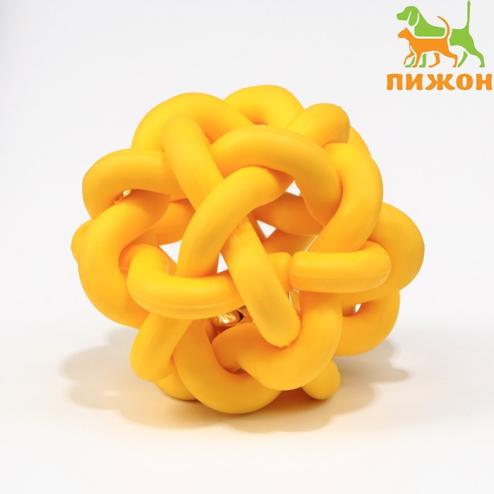 Игрушка резиновая Молекула с бубенчиком, 4 см, жёлтая игрушка резиновая молекула с бубенчиком 4 см синяя