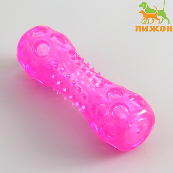 цена Игрушка-палка из термопластичной резины с утопленной пищалкой, розовая