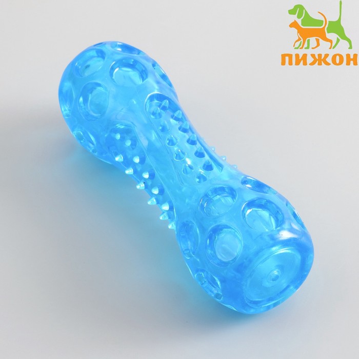 цена Игрушка-палка из термопластичной резины с утопленной пищалкой, синяя