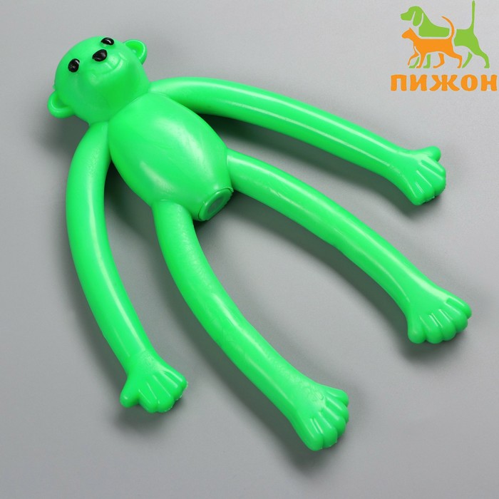 Игрушка для собак Обезьяна с пищалкой, 19,5 см, силикон, зелёная игрушка для собакобезьяна с пищалкой 19 5 см силикон зелёная пижон 7793275