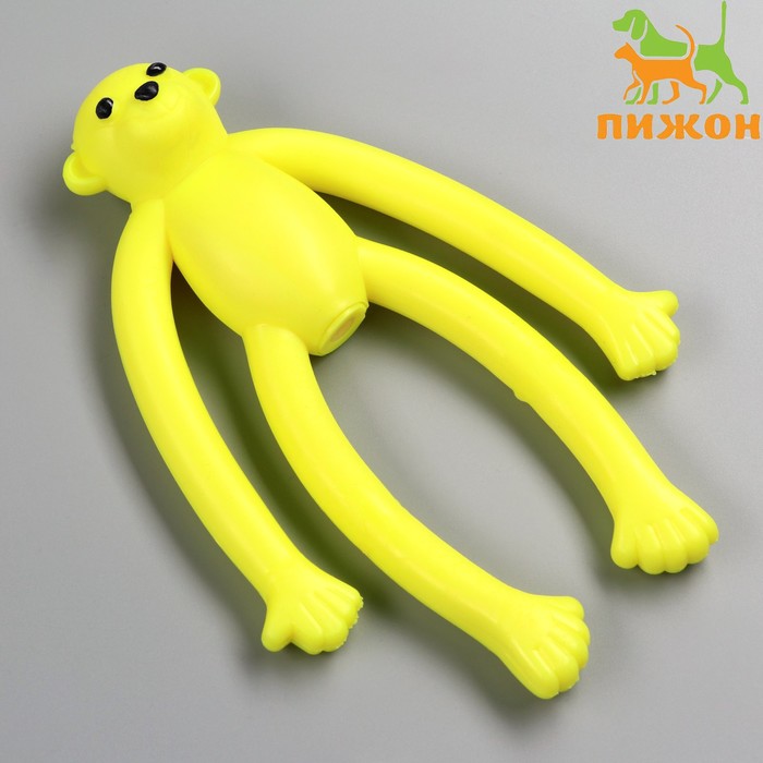 Игрушка для собак Обезьяна с пищалкой, 19,5 см, силикон, жёлтая игрушка для собакобезьяна с пищалкой 19 5 см силикон зелёная пижон 7793275