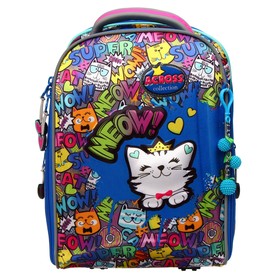 

Ранец стандарт Across, 35 х 26 х 14 см, наполнение: мешок, пенал, папка, брелок, синий/розовый