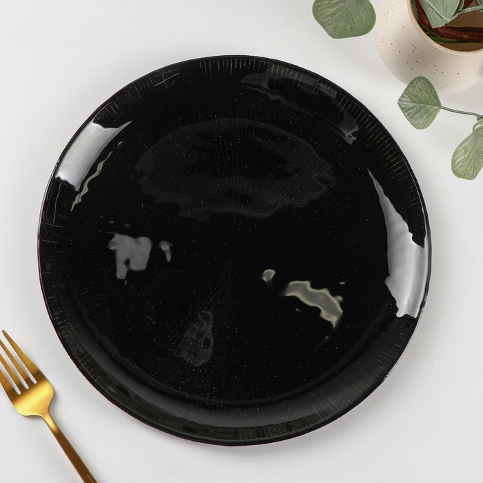 Тарелка стеклянная обеденная «Звёздная ночь», d=26,5 см, цвет чёрный тарелка стеклянная десертная звёздная ночь d 20 см цвет чёрный