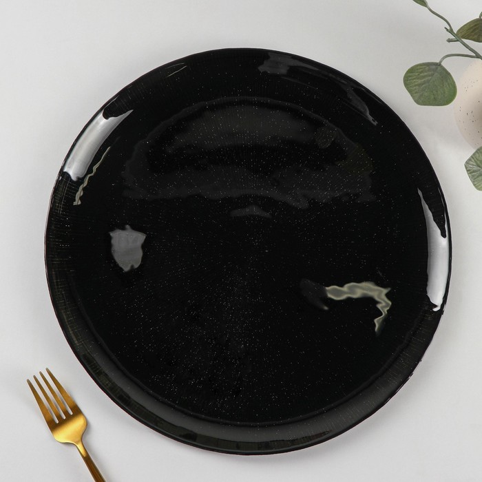 Тарелка стеклянная подстановочная «Звёздная ночь», d=32 см, цвет чёрный