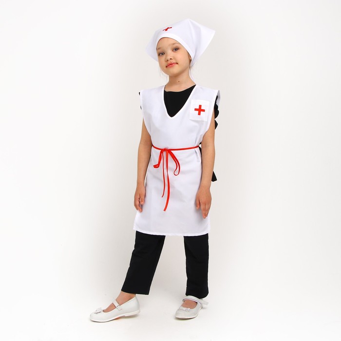 фото Карнавальный костюм"медсестра"накидка с карманом,косынка,,р122-140 страна карнавалия