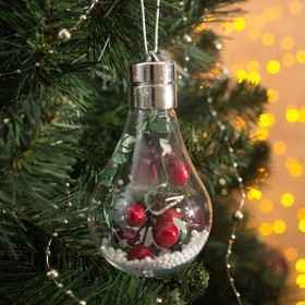 

Ёлочный шар лампочка "Ягоды" 5 LED. от батареек 2032 (в комплекте) БЕЛЫЙ