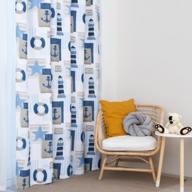 Портьера Этель «Морской стиль», цвет синий, 110х260 см, блэкаут, 100% полиэстер Ош
