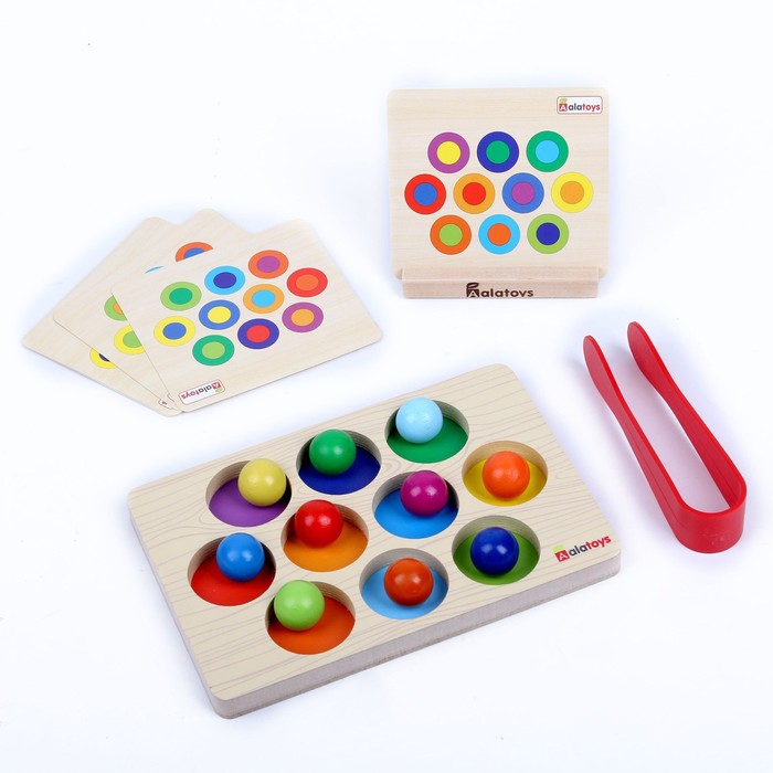 развивающая игрушка сортер с пинцетом цветные шарики от 3 лет 1 шт Сортер с пинцетом «Цветные шарики»
