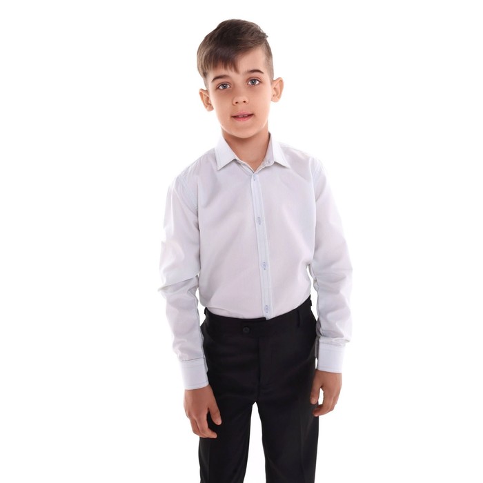 Школьная рубашка для мальчика, цвет серый, рост 128 см