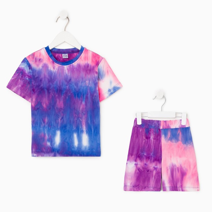 Комплект для девочки (футболка, шорты), цвет фиолетовый, рост 98 см