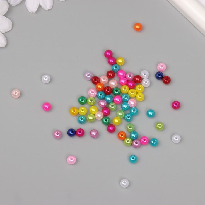 фото Набор бусин для творчества пластик "гладкие разноцветные шарики" 20 гр d=0,6 см арт узор